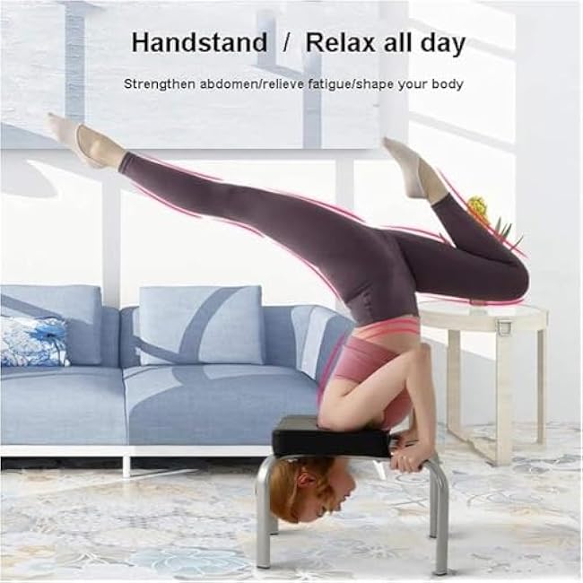 Yoga Headstand Bench ¨C Inversion Chair with Thick Cushion, Multifunctional Upside Down Stool for Indoor Exercise & Fitness