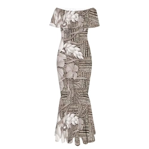 Image of Polynesian Dresses for Women Off Shoulder Maxi Dress Puletasi Samoan Dresses S-7XL