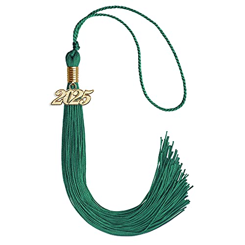 Endea Graduation Single Color Tassel with Gold Date Drop (Emerald Green, 2025)