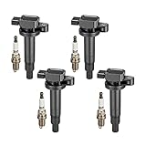 BDFHYK Ignition Coil Pack & Iridium Spark plugs Compatible with Scion xB Toyota Echo Prius Yaris 1.5L L4 Replacement for C1304 UF-316 UF-316T 7090,Set of 4