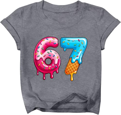 67 Shirt for Kids Ice Cream Drip Meme T-Shirt Funny Six Seven Gen Alpha Slang Tees Cool Graphic Shirts