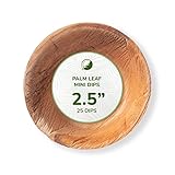 Small Palm Leaf Plate 2 Inches - Environmentally Disposable Tableware | 25 Pieces | Bamboo Style | Biodegradable & Compostable