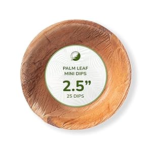 Small Palm Leaf Plate 2 Inches – Environmentally Disposable Tableware | 25 Pieces | Bamboo Style | Biodegradable & Compostable