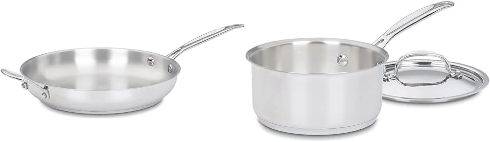 Cuisinart Chef's Classic Stainless Steel 12-Inch Skillet, 1.5 Quart Saucepan Bundle