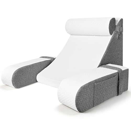 Coussin de lecture ergonomique lit avec cale-nuque et dossier de soutien déhoussable - 2