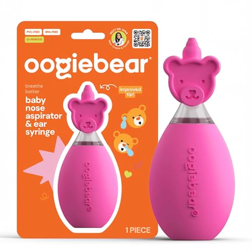 Image of oogiebear: Baby Nasal Aspirator - Safe Booger & Earwax Remover for Newborns, Infants, Toddlers - Better Syringe, Airtight Suction, Nose Sucker - Essential Baby Stuff, Diaper Bag Must-Haves, Pink