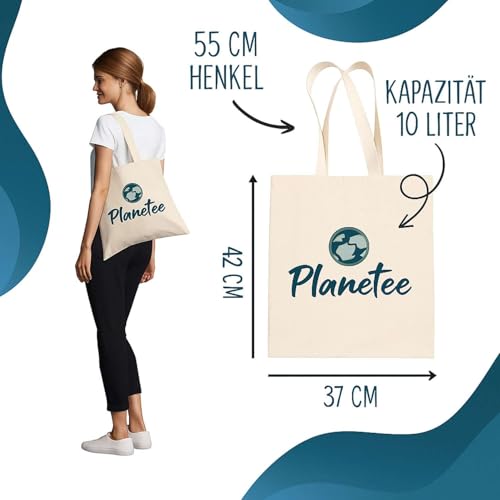 Planetee Baumwolltasche Lotte Glück haben - Tote Bag Geschenk Muttertag Geburtstag Schwester Weihnachten Tante Patentante Wiederverwendbarer Shopper