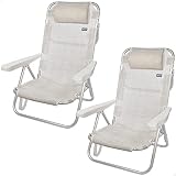 AKTIVE Beach Lot 2 Chaises de Plage Pliantes Ibiza Multipositions avec Dossier...