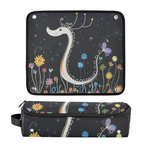 Bolsa de viaje y tapete resistente al calor para herramientas de cabello, organizador para planchas, alisadoras y rizadores con diseño Cute Dragon miniatura 3