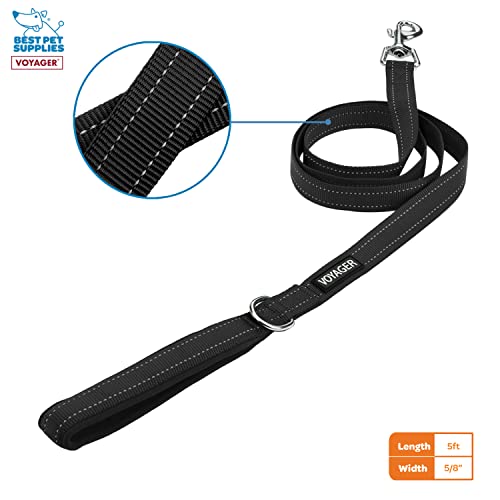 Image of Best Pet Supplies Reflective Dog Leash with Neoprene Handle, 5 FT. and Reusable Mesh Dispenser Poop Bag Holder Set for Travel, Walking, Park and Outdoor Use, Soft and Durable with Clip-On