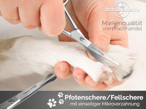 Pfotenschere Hunde Fellschere aus Solingen mit Mikroverzahnung, Haarschere mit gerader Schnittfläche und abgerundeten Spitzen 10,5 cm