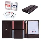 Gothink Playing Cards 2 Packs, Leather Case Card Game Set - With 2 Decks of Playing Cards (Standard Playing cards), Pencil and Scorecard Notepad - Also Fits Storage Bridge Size Poker Cards for Outdoor - Image 6
