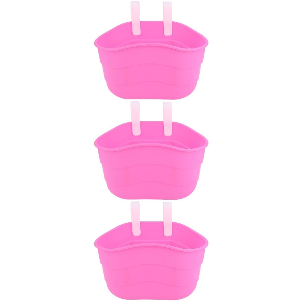 Yardwe 3piezas Cesta De Bicicleta para Niño Niña Canasta De Plástico Rosa para Scooter y Bicicleta Infantil Fácil De Instalar El Manillar Almacenamiento Práctico y Duradero
