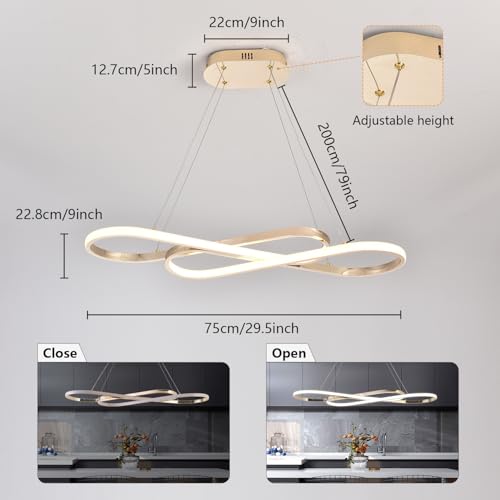 Image of Gold 29.53in Modern Dimmable LED Pendant Chandelier