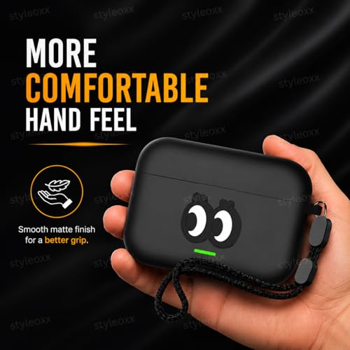 Image of Anvique Silicone Case Cover for Realme Buds T500 Pro, Shockproof Protective Earbuds Cover with Keychain Hook, Anti-Scratch Soft Silicone Skin, Full Body Protection Case (CuteEye Lanyard)