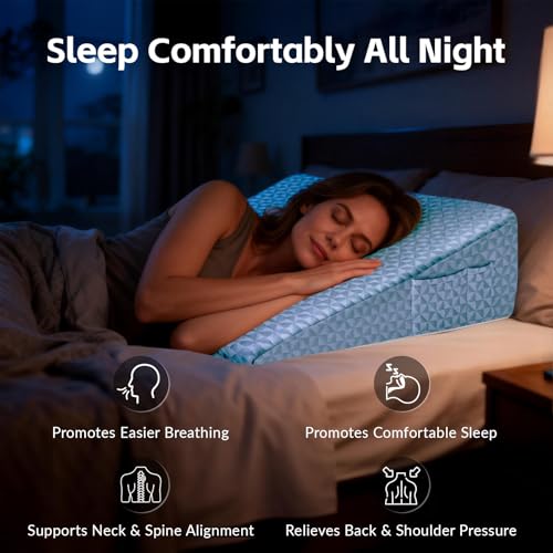 Image of Wedge Pillow for Sleeping, 7.5 inch Memory Foam Bed Wedge for Back and Leg Use | Dual-Layer Foam with a High-Density Base Provides Stable Support, Resists Flattening, and Stays Secure with a Non-Slip Bottom