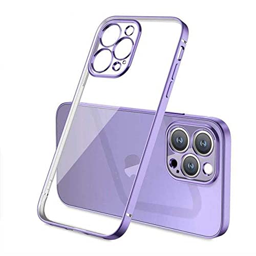Coque carrée iPhone 13 Pro Max en silicone transparent violet