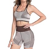 MEETYOO Trainingsanzüge Damen, 2 Stück Sport Set Halt Sport BH - Kurze Leggings Sportbekleidung Sportanzüge für Jogging Gym Yoga Pilates Fitness