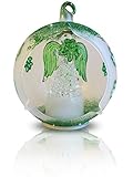 BANBERRY DESIGNS LED Irish Christmas Ornament with Angel & Shamrocks - Color Changing Lights - White Frosted Glass with Hand Painted Green Glitter Shamrocks 3.5