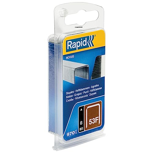 Rapid 5000556 Tackerklammern Typ 53F, 8mm Klammern, 970 Stk., Flachdrahtklammern für Novus Hand- und Elektrotacker Rapid 5000556 Tackerklammern Typ 53F, 8mm Klammern, 970 Stk., Flachdrahtklammern für Novus Hand- und Elektrotacker