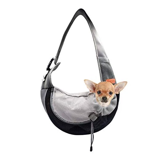 BELPRO Pet Sling for Small Dogs, Breathable Mesh Traveling Puppy Cat Carrier Sling Bag with Hands-Free, Adjustable Shoulder Strap for Outdoor and Travel(Carbon Black, S(UP to 6LBS))