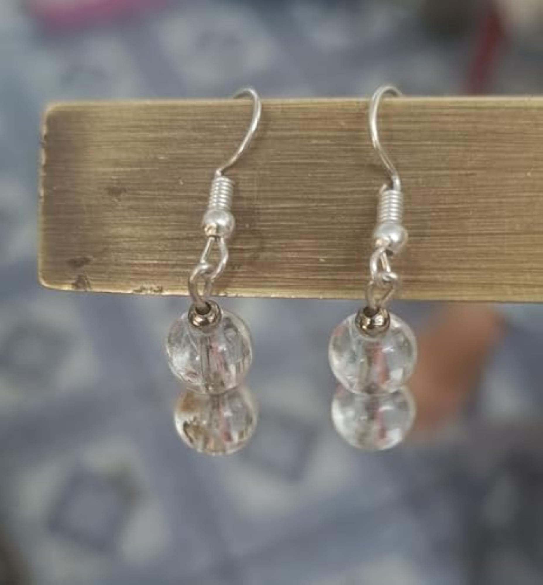 Women's Clear Crystal Round Bead Healing Earrings Set