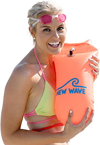 New Wave Swim Buoy Swim Safety Float And Drybag For Open Water Swimmers, Triathletes, Kayakers And Snorkelers, Highly Visible Buoy Float For Safe Swim Training (Orange Pvc Medium-15L) #TOP10