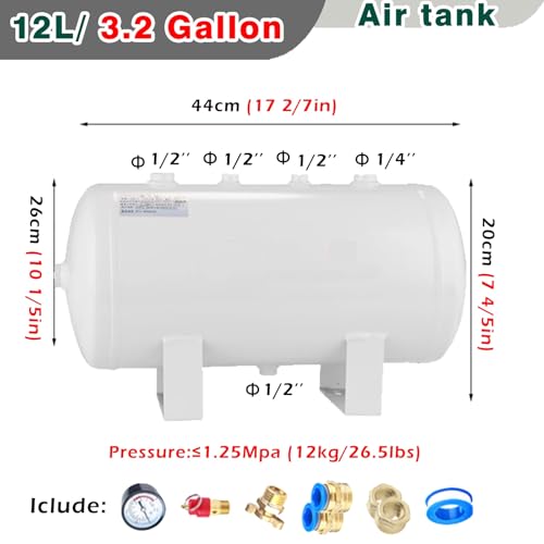 Serbatoio d'aria portatile, 1-2 Pack Serbatoio del ricevitore dell'aria per sistemi pneumatici, Serbatoio di stoccaggio dell'aria compressa 5L-100L, 150 PSI