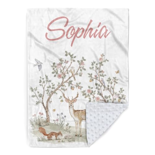 Image of Personalized Baby Blanket for Girls, Custom Nursery Blanket with Name, 30 x 40 Inch Soft Minky Blanket for Baby Toddlers, Newborn Print 12