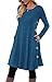 MOLERANI Pulloverkleid für Damen Langarmkleid Damen Knopf Lässiges Tunikakleid mit Taschen (Saphirblau,L)