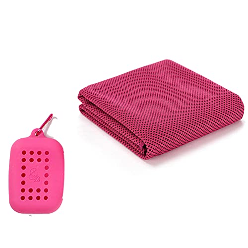 Microvezel koelhanddoek, super absorberende, ultra compacte sneldrogende sporthanddoek voor zwemmen, camping, sportschool, strand, reizen (felroze)