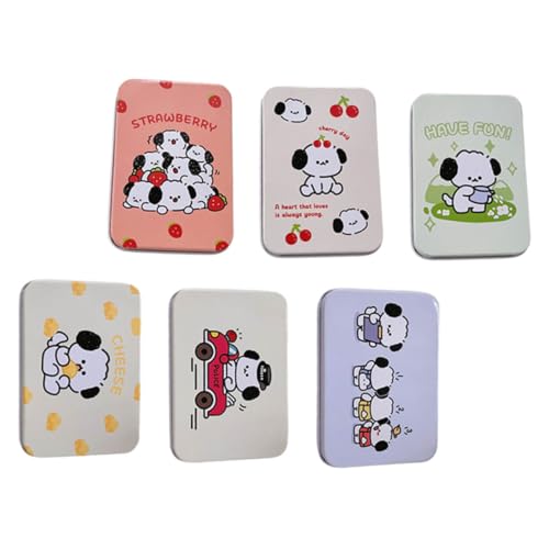 PENIKOKO 6個 缶製収納ボックス カートゥーン犬デザイン 耐摩耗製 ジュエリー キャンディー 小物入れ用 卓上整理に