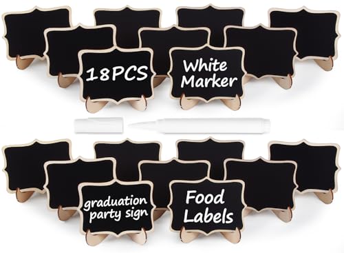 Herda 18PCS Mini Chalkboard Signs with Easel Stand,Food Labels for Party Buffet for Graduation Decor/Wedding Signs,Catering Supplies Buffet Display/Party Supplies/Place Cards,Reserved Table Numbers