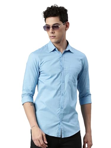 Image of THE SOUL PATROL Men's Casual Regular Fit Full Sleeve Premium Cotton Button-Down Shirt with Single Patch Pocket - Stylish, Classic, Comfortable, and Elegant for Everyday Wear