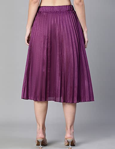 Image of oxolloxo Women Purple Pleated & Elasticated Dupion Silk Skirt