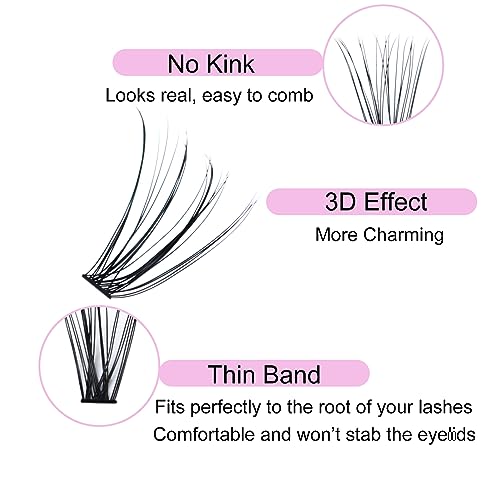 Image of Eyelash Clusters LAUBESS Lash Clusters Individual Lashes Cluster Eyelash Extensions DIY at Home Waterproof Cluster Lashes (10D /20D-D-Mix9-16)