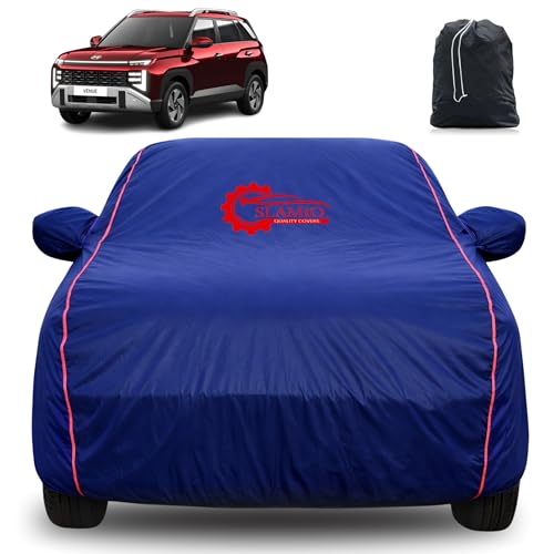 Image of Slamio 100% Waterproof Car Cover for Hyundai's Venue 2019-2026 | All-Weather, Dustproof & UV Protection | Heavy-Duty 3-Layer Fabric | Custom Fit with Mirror & Antenna Pocket | Navy Blue