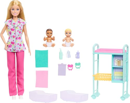 Barbie Careers Baby Doctor Playset with Blonde Fashion Doll, 2 Baby Dolls, Exam Table & Accessories