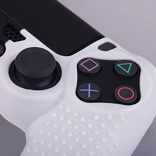 Yorha Studded Dots Silicone Rubber Gel Customizing Cover For Sony Ps4/Slim/Pro Dualshock 4 Controller X 1(Black&White) With Pro Thumb Grips X 8 #TOP3