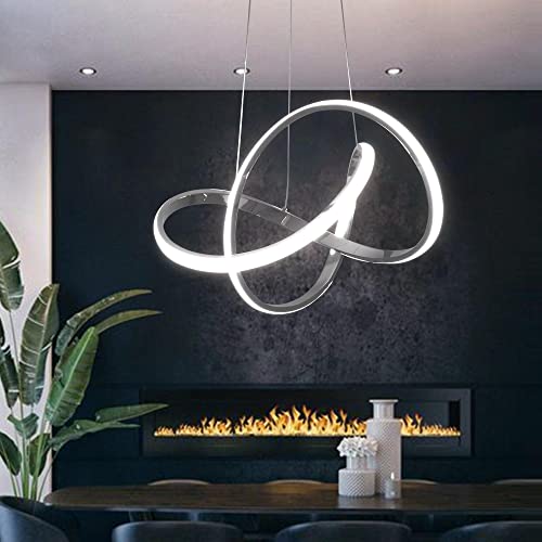 Mayna Modern Led Pendant Light With Irregular Ring Lights Dimmable Led Contemporary Ceiling Light Fixture For Kitchen Dining Room Bedroom Kitchen Island Cafe, 6000K White #TOP2