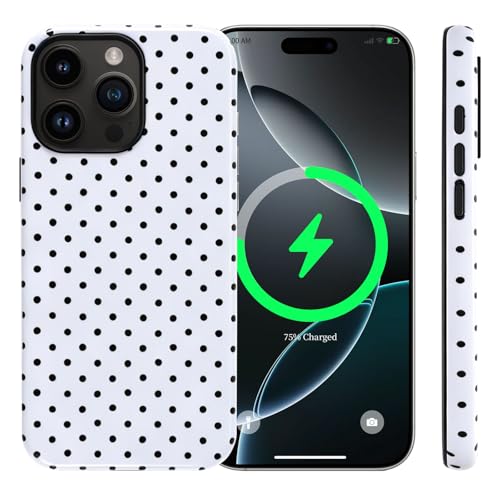 Coque iPhone 15 Pro fine en TPU rigide transparente blanche motif pois