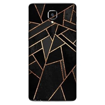 Gadget Gear Vinyl Skin Back Sticker Polygon Marble Dark Brown with Golden Streaks (92) Mobile Skin Compatible with OnePlus 3T (Only Back Panel Coverage Sticker)