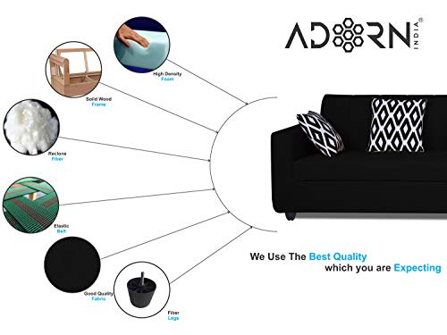 Image of Adorn India Rio HighBack L Shape 6 Seater Sofa Set (Right Hand Side) (Black) (3 Year Warranty)
