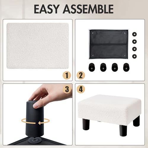 Brian & Dany PW439FUSA Small Foot Stool Ottoman, Footstool With Legs, Teddy Velvet Foot Rest For Living Room, Bedroom And Office thumb #3