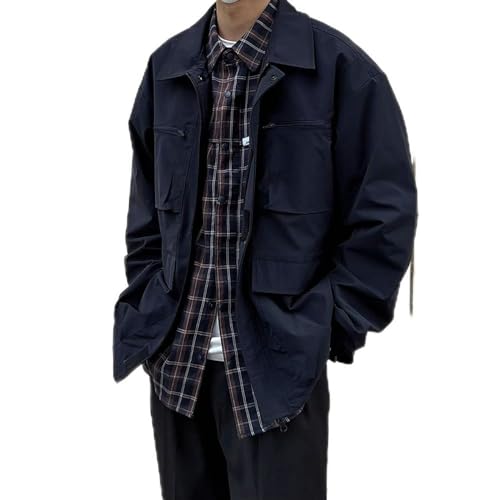 Veste Ample décontractée bleu marine en taille XXL pour homme - 3