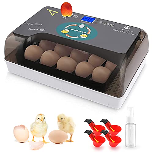 SIMEEGO Egg Incubator, with 9-35 LED Light-Emitting Egg Candle Tester and Intelligent Incubator Thermometer, Automatic Egg Turner, Incubators for Hatching Eggsï¼ŒSuitable for Chicken, Duck, Quail