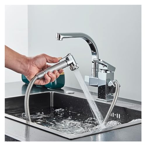 Robinet de cuisine flexible mitigeur noir et chrome à tirette - 3