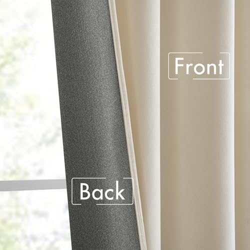 Image of MIULEE Cream Beige Velvet Pinch Pleat Blackout Curtains W52 X L96 Inches