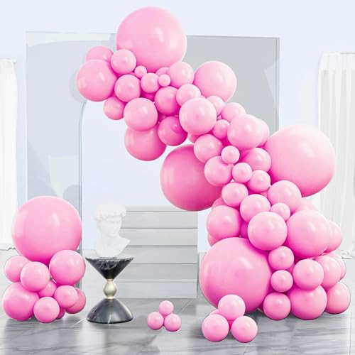Image of PartyWoo Pink Balloons 140pcs Different Sizes of 18 12 10 5 Inch Matte Pink Balloon Arch Kit for Baby Shower Gender Reveal Princess Bachelorette Engagement Birthday Party Decorations Pink-Y11