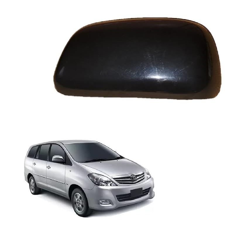 STYCARO-ORVM Side view Mirror Cover/Cap for Toyota Innova IST GEN, F/L, 2ND GEN, 2005-2015 Type 2 Model - Black (WITHOUT/NO INDICATOR TYPE, RIGHT DRIVER SIDE)